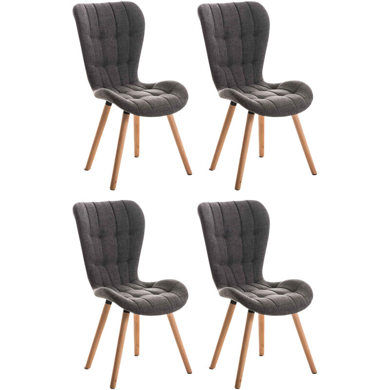 CLP - Lot de 4 Chaises de salle à manger Elda tissu nature Gris clair