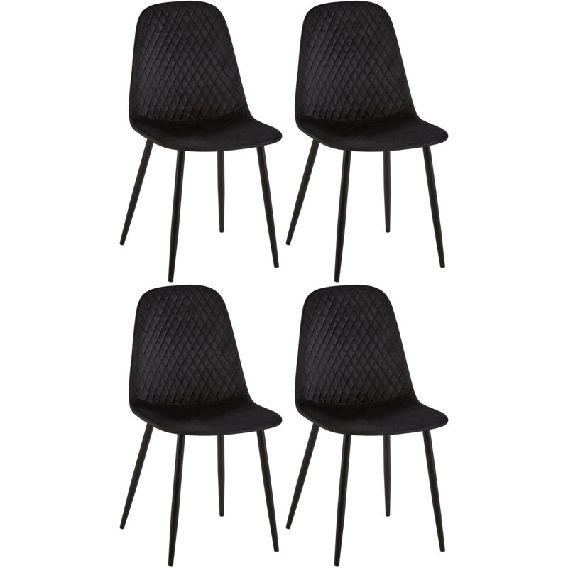 Lot de 4 chaises Giverny noires, velours