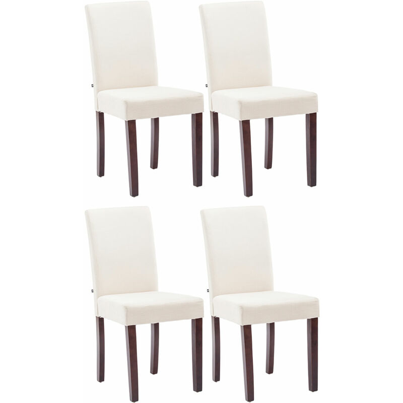 CLP - Lot de 4 Chaises de salle à manger Ina Tissu avec pieds en Bois Crème Cappuccino