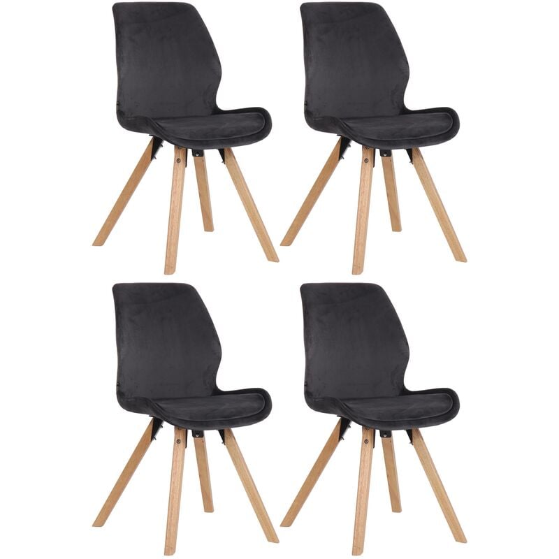 Ensemble de 4 chaises de lune gris foncé, velours
