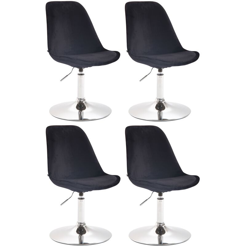 Lot de 4 Chaises de salle à manger Maverick en velours avec pied métal Noir Chrome