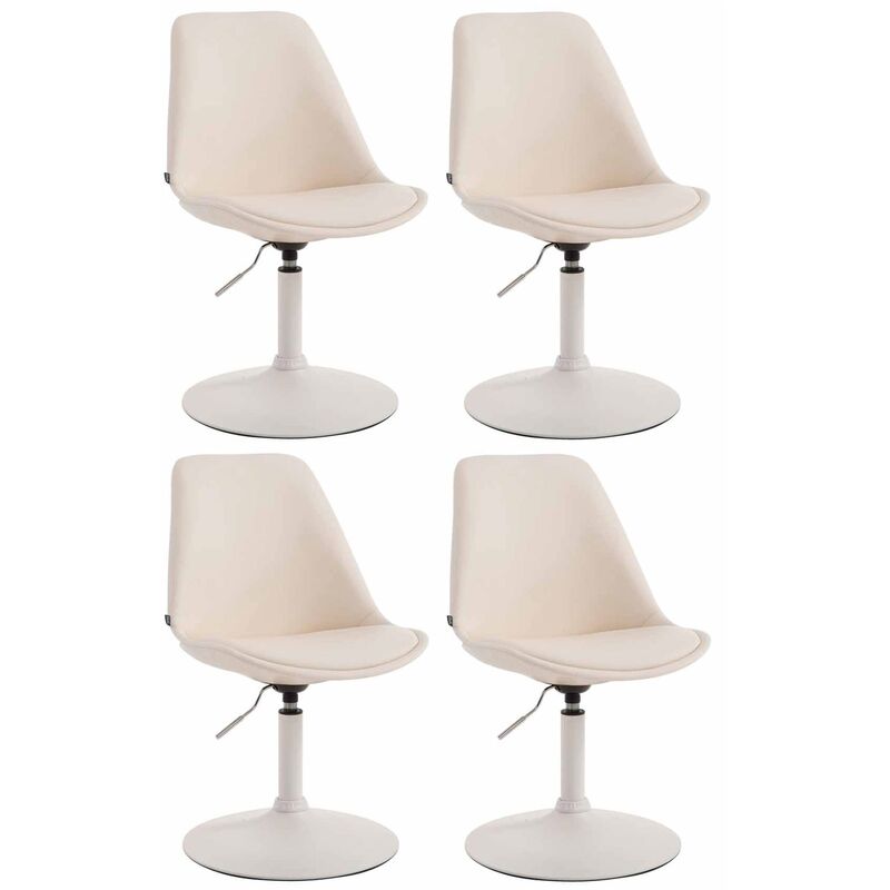 CLP - Ensemble de 4 chaises de restauration Maverick en Crema Eco-Lereather, Weiß