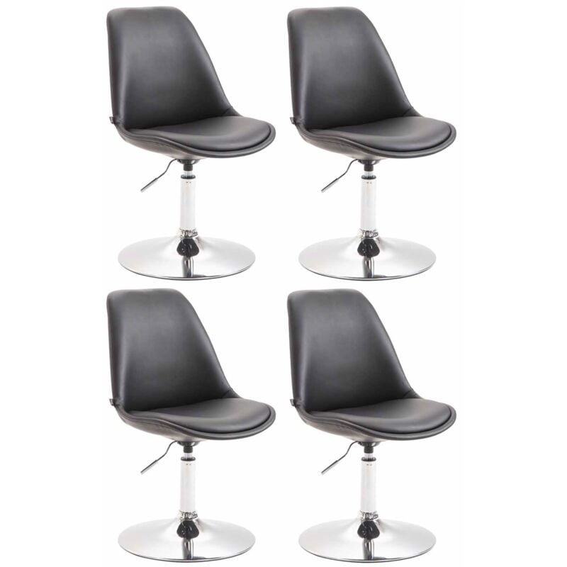 CLP - Ensemble de 4 chaises de restauration Maverick en Black Eco-Leather, Chrom