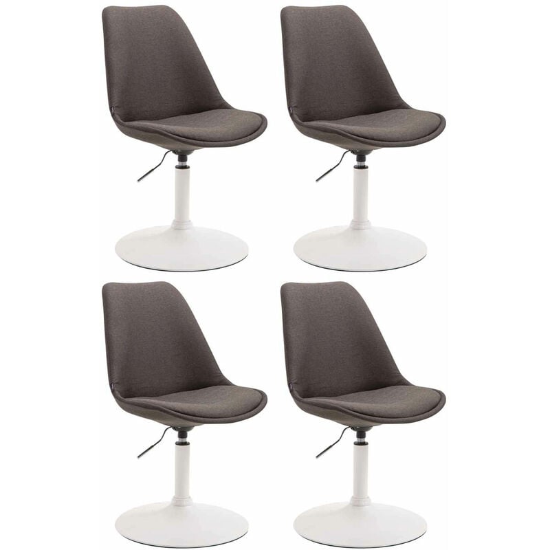 CLP - Lot de 4 Chaises de salle à manger Maverick tissu avec pied trompette Gris foncé Blanc