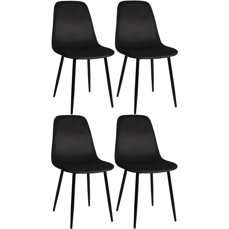 CLP - Set 4 chaises à manger napier noir, velours