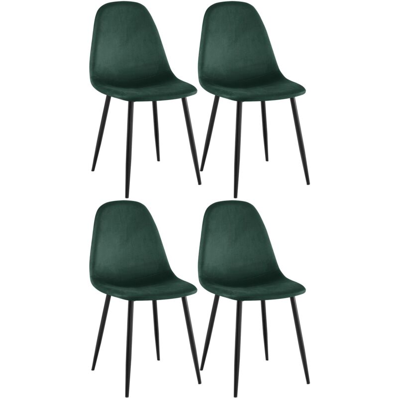 CLP - Lot de 4 chaises de salle à manger Napier vertes, velours