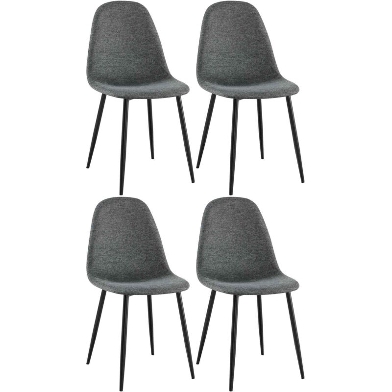 CLP - Lot de 4 Chaises de salle à manger Napier avec Piètement en métal noir Gris Tissu