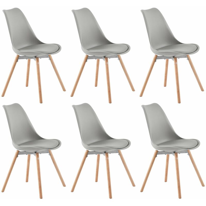Eggree - Lot de 6 Chaises Scandinaves pour Salle à Manger - Gris