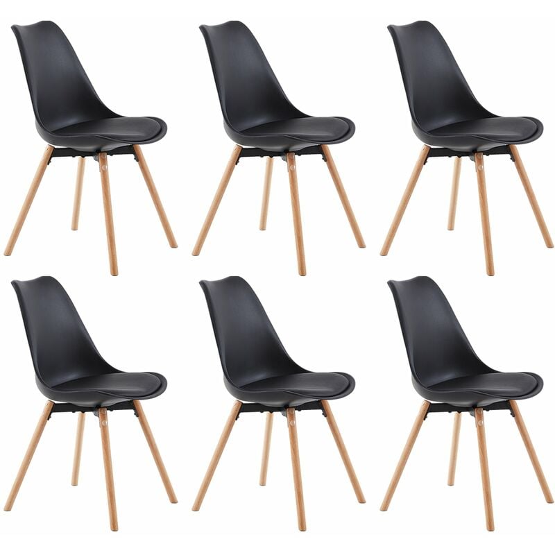 Eggree - Lot de 6 Chaises Scandinaves pour Salle à Manger - Noir
