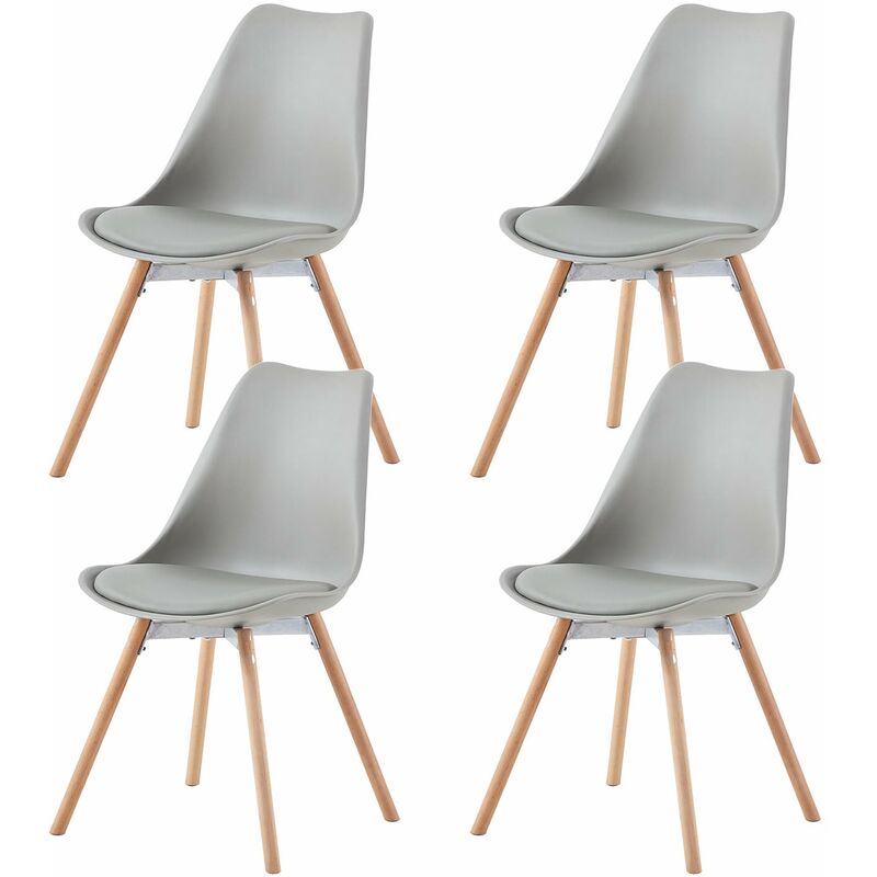 Eggree - Lot de 4 Chaises de Salle à Manger en pp avec Pieds en Hêtre-Girs