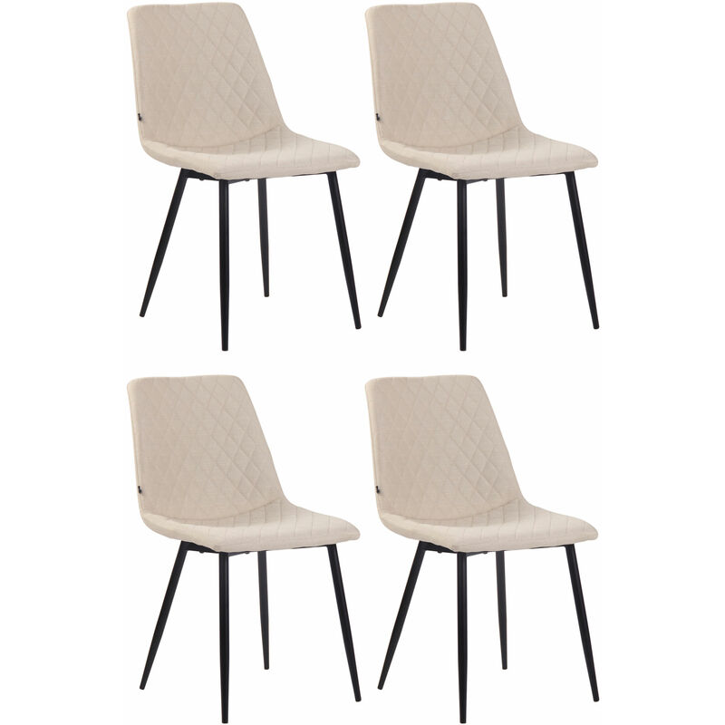 CLP - Lot de 4 chaises de salle à manger Telde en tissu avec Piètement en Métal noir mat Crème