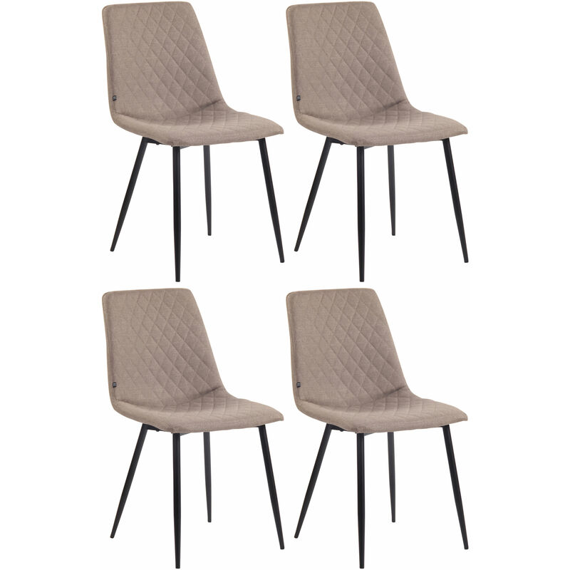 CLP - Lot de 4 chaises de salle à manger Telde en tissu avec Piètement en Métal noir mat Taupe