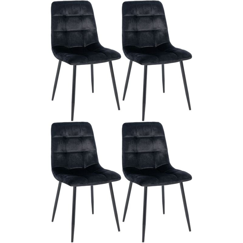 CLP - Set 4 chaises de restauration Tilde noire, velours