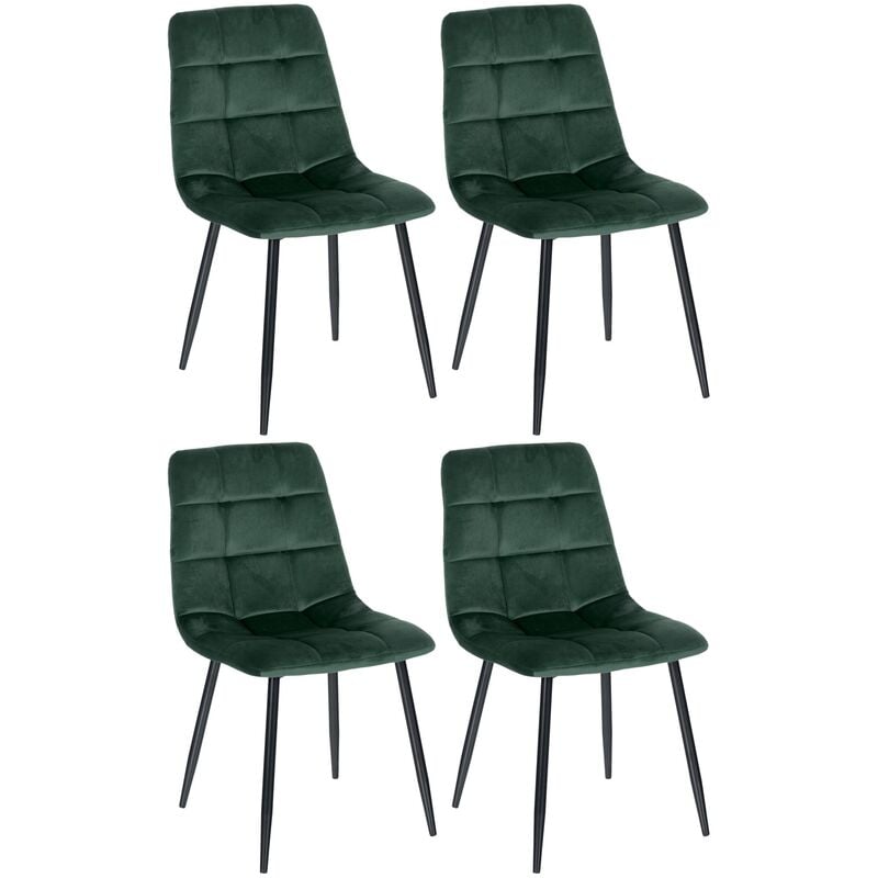 CLP - Set 4 chaises de salle à manger Tilde Green, Velvet