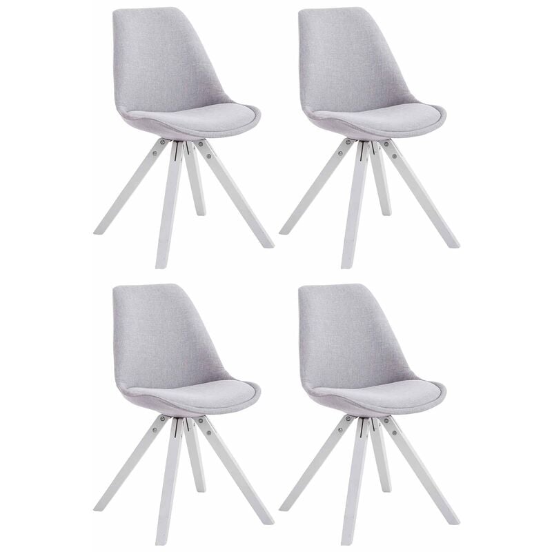 Lot de 4 Chaises de salle à manger Toulouse Tissu Pieds carrés bois Gris Blanc