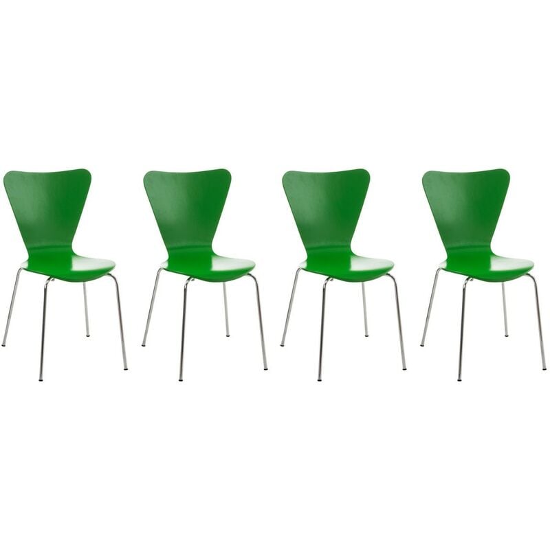 Décoshop26 - Lot de 4 chaises de séjour bureau en bois vert et métal CDS10109