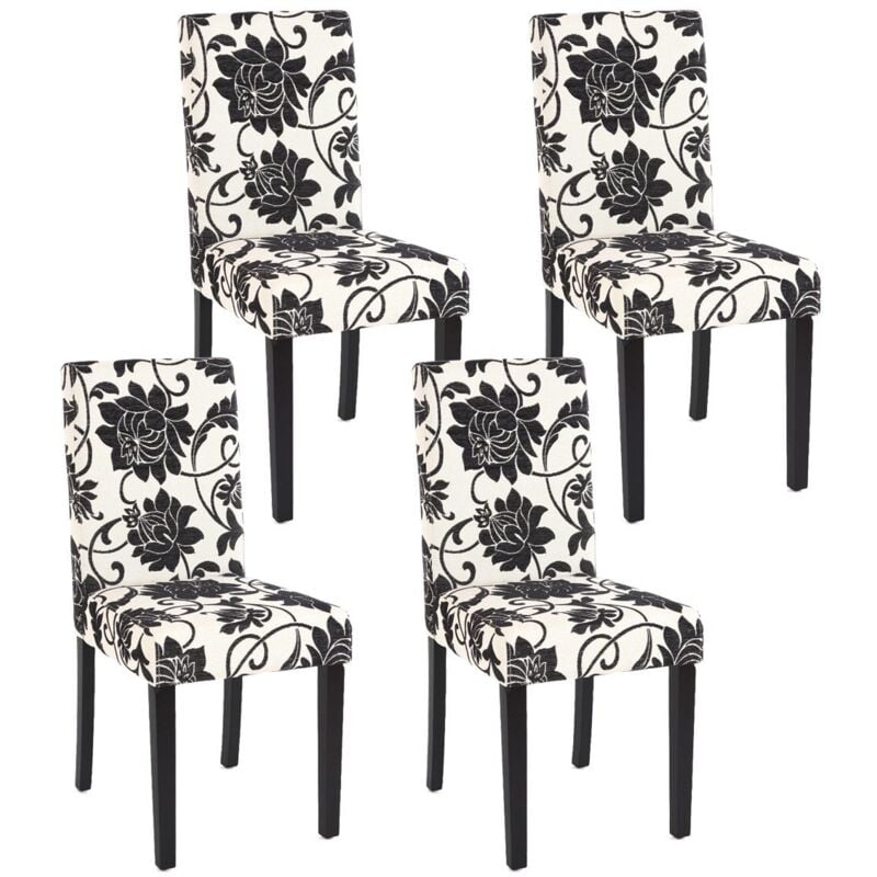 [JAMAIS UTILISÉ] Lot de 4 chaises de séjour Littau, tissu jacquard, pieds foncés