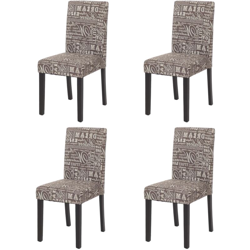HHG - jamais utilisé] Lot de 4 chaises de séjour Littau, tissu gris words fabric, pieds foncés