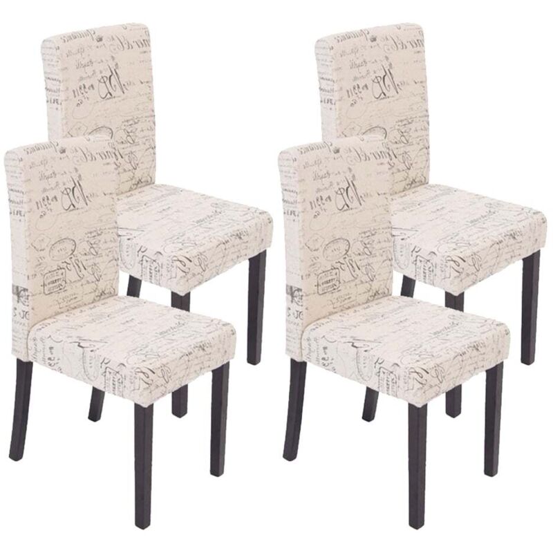 HHG - jamais utilisé] Lot de 4 chaises de séjour Littau, tissu words fabric, pieds foncés