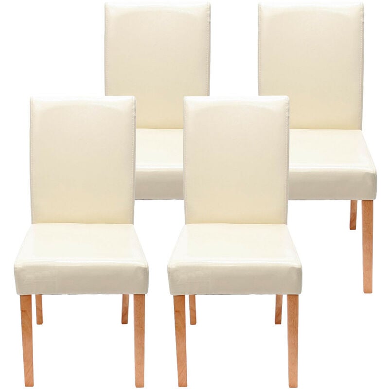 Mendler - Lot de 4 chaises de séjour Littau, simili-cuir, crème, pieds clairs
