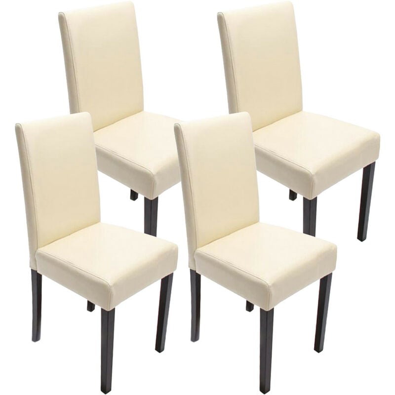 Mendler - Lot de 4 chaises de séjour Littau, simili-cuir, crème, pieds foncés