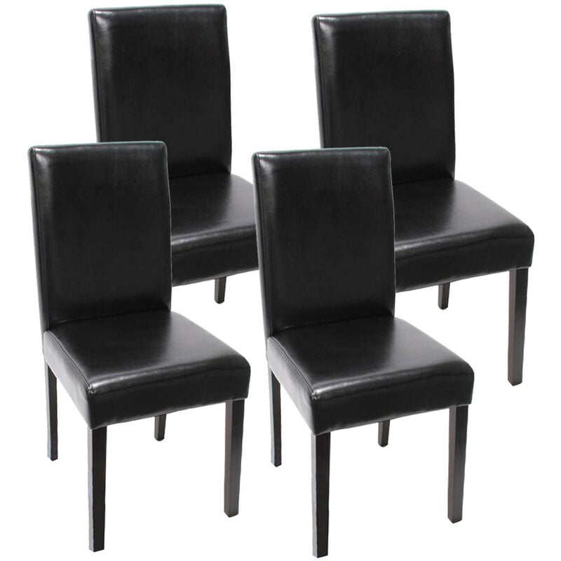 Mendler - Lot de 4 chaises de séjour Littau, simili-cuir, noir, pieds foncés