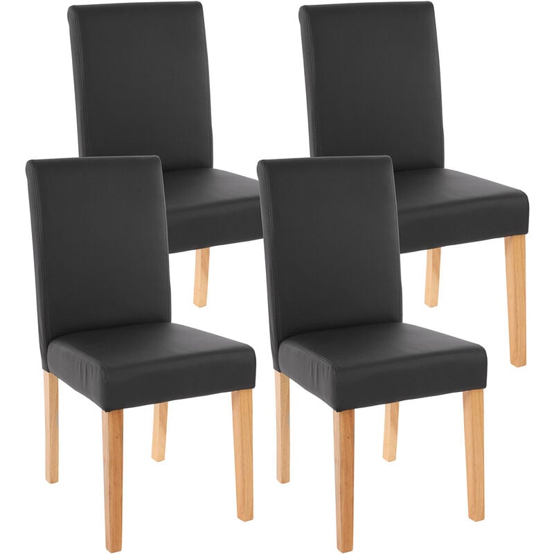 Mendler - Lot de 4 chaises de séjour Littau, simili-cuir, noir mat, pieds clairs
