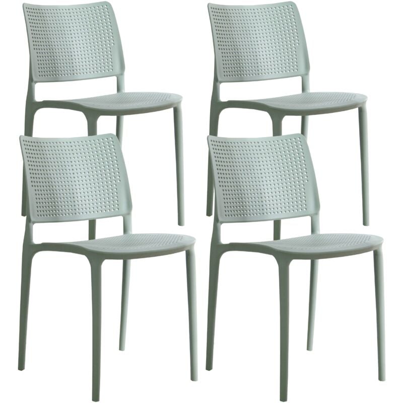 Lot de 4 chaises de terrasse vert sauge en plastique