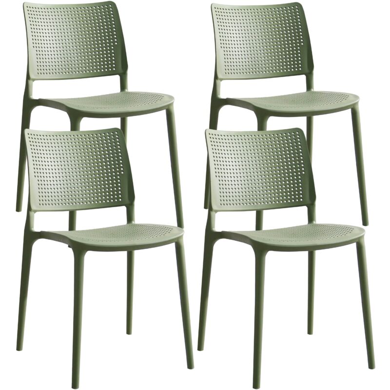 Oviala - Lot de 4 chaises de terrasse vert cactus en plastique