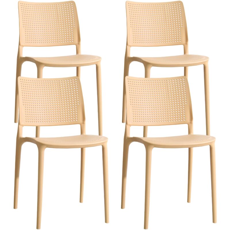 Oviala - Lot de 4 chaises de terrasse jaune clair en plastique