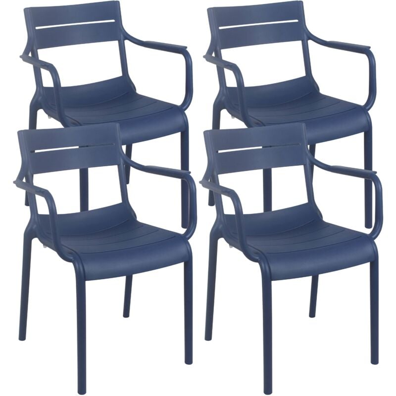Oviala - Lot de 4 fauteuils de terrasse en plastique bleu pacific