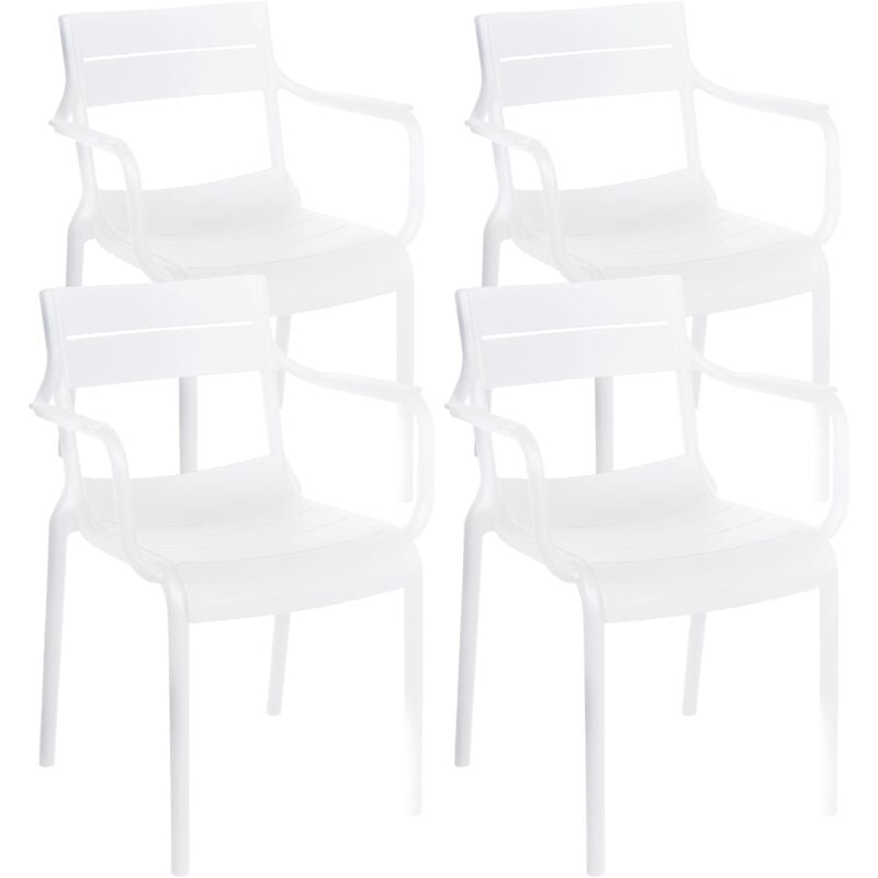 Oviala - Lot de 4 fauteuils de terrasse en plastique blanc