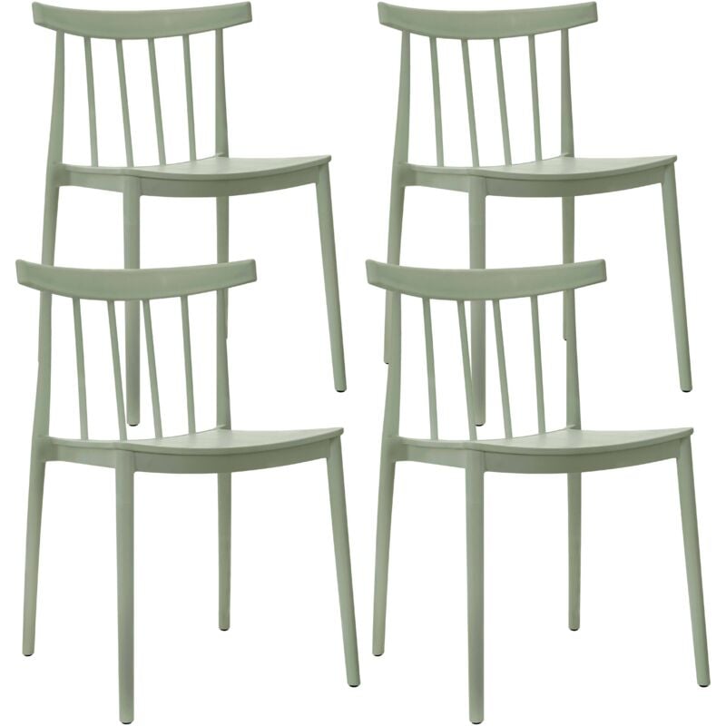 Oviala - Lot de 4 chaises de terrasse vert sauge en plastique