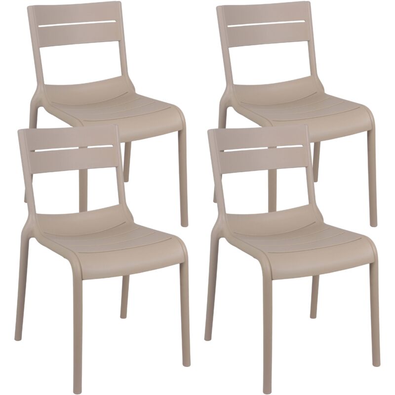 Lot de 4 chaises de terrasse en plastique beige