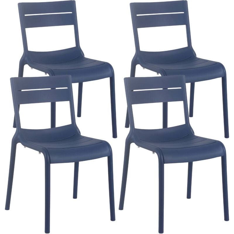 Lot de 4 chaises de terrasse en plastique bleu pacific