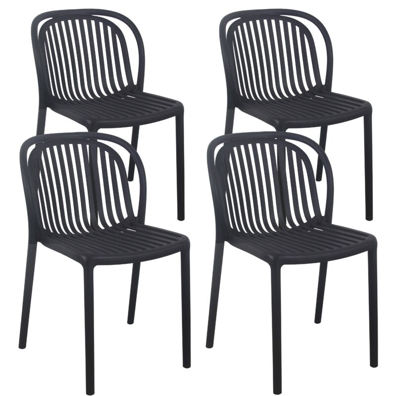 Lot de 4 chaises de terrasse en plastique noir