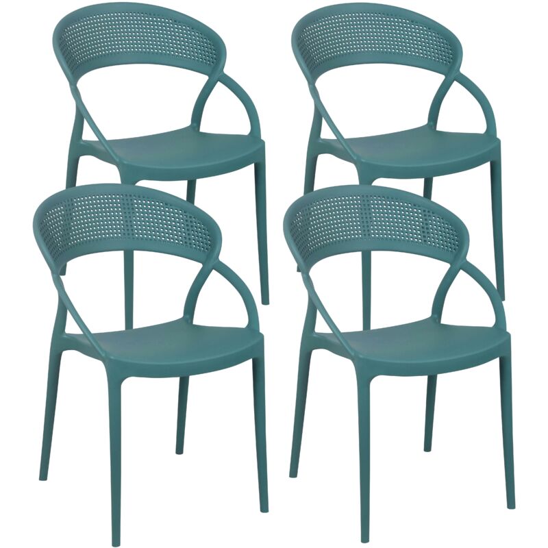 Oviala - Lot de 4 chaises de terrasse vert foncé