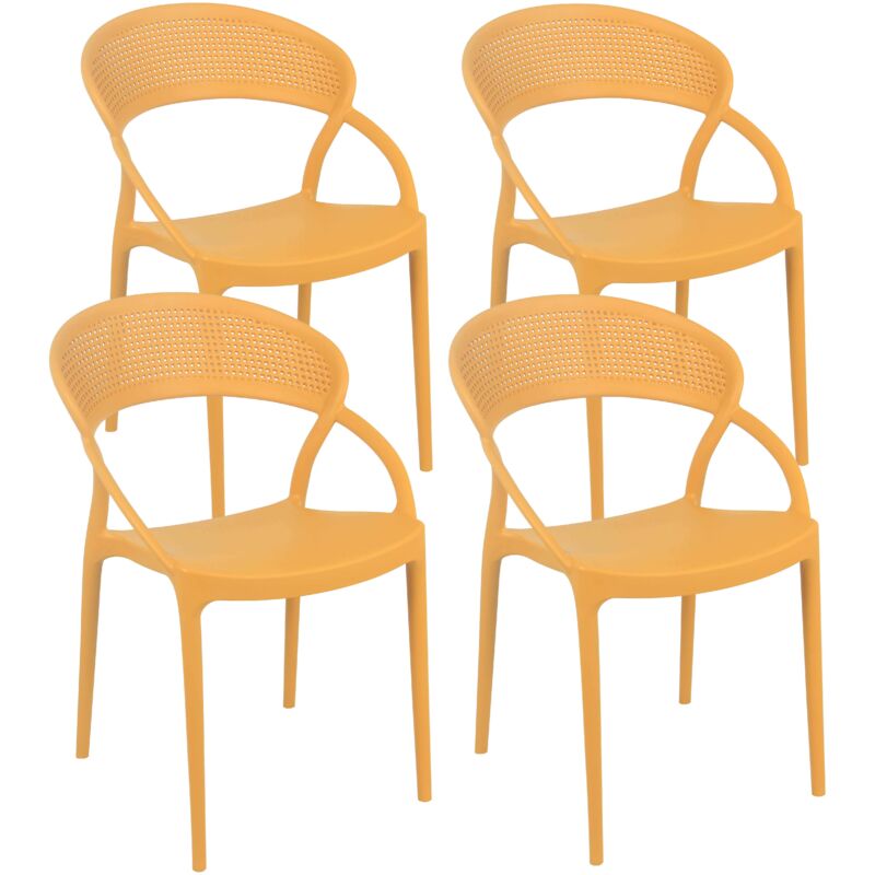 Lot de 4 chaises de terrasse jaune moutarde