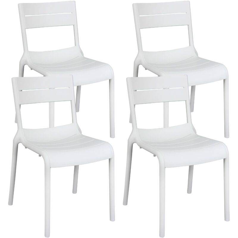Lot de 4 chaises de terrasse en plastique blanches