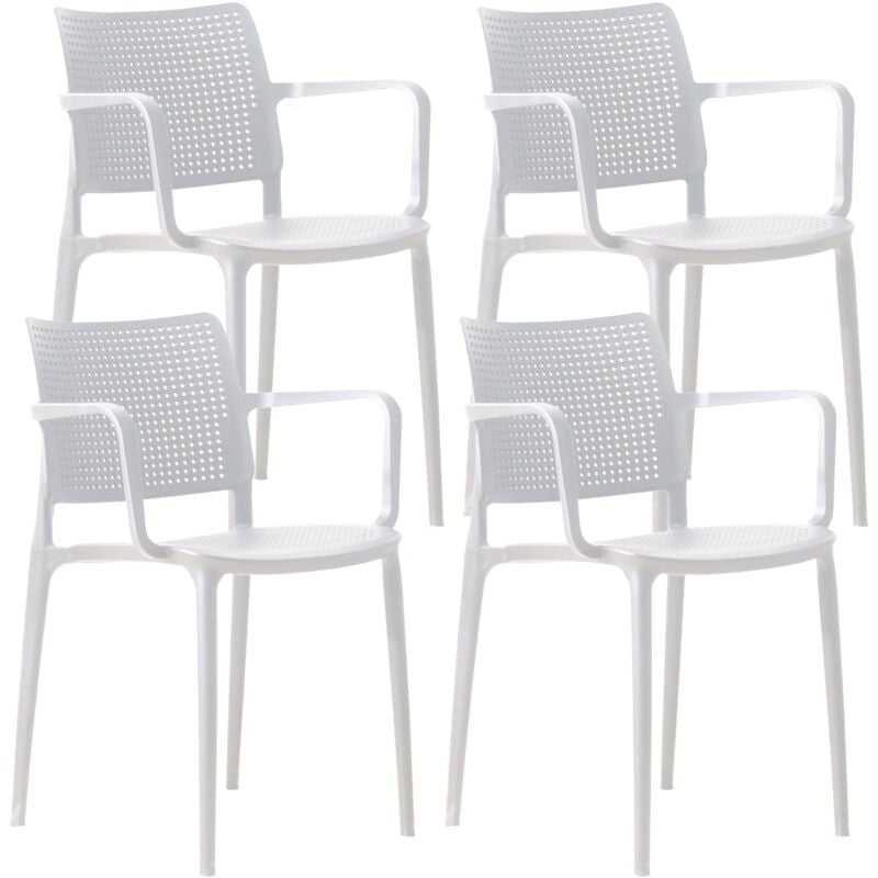 Lot de 4 chaises de terrasse en plastique blanc