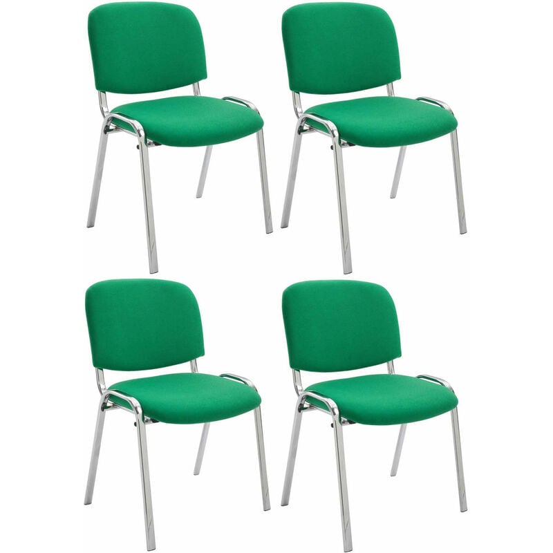 CLP - Lot de 4 Chaises de visiteur Ken en tissu avec Pieds en métal aspect chromé Vert