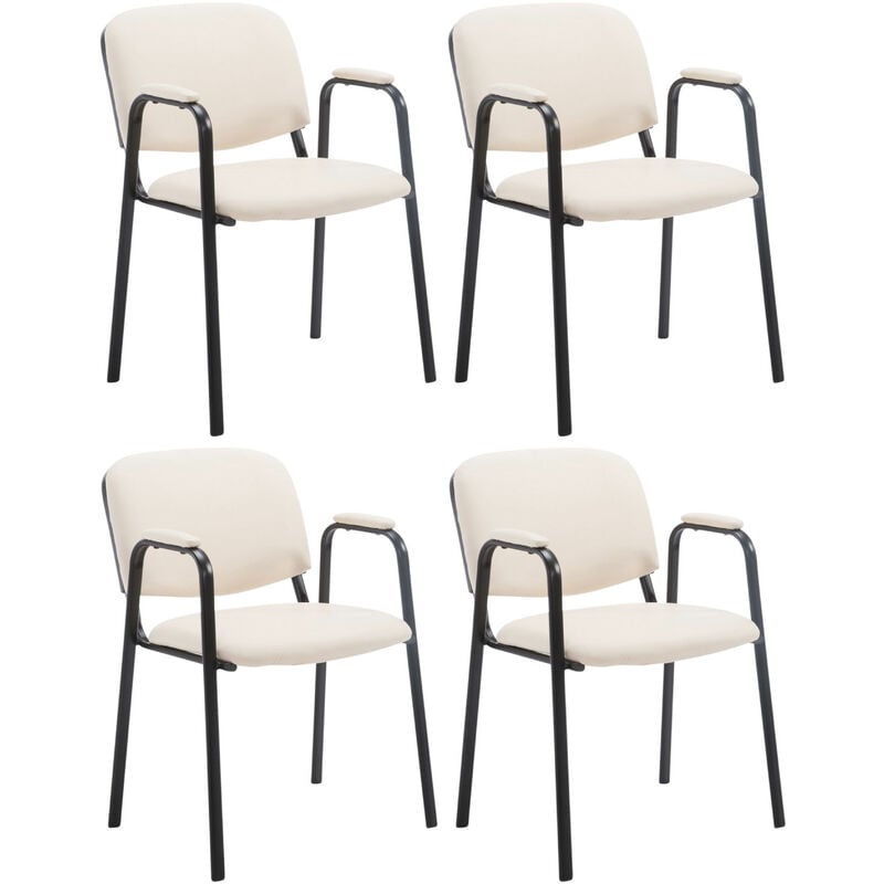 CLP - Lot de 4 Chaises de visiteur Ken Pro en similicuir avec pieds en métal Crème
