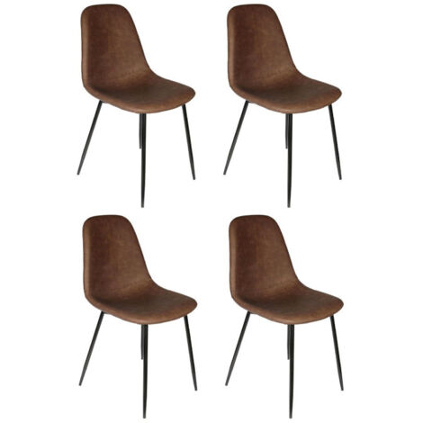 Lot de 4 Chaises Design "Amber" 86cm Marron