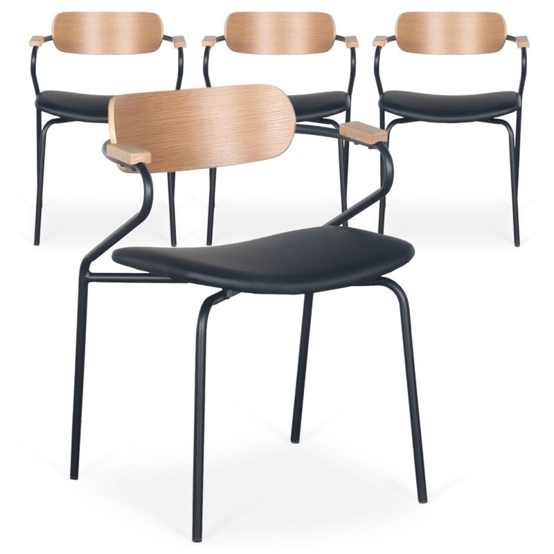 Lot de 4 chaises design Paradox Bois et Simili Noir