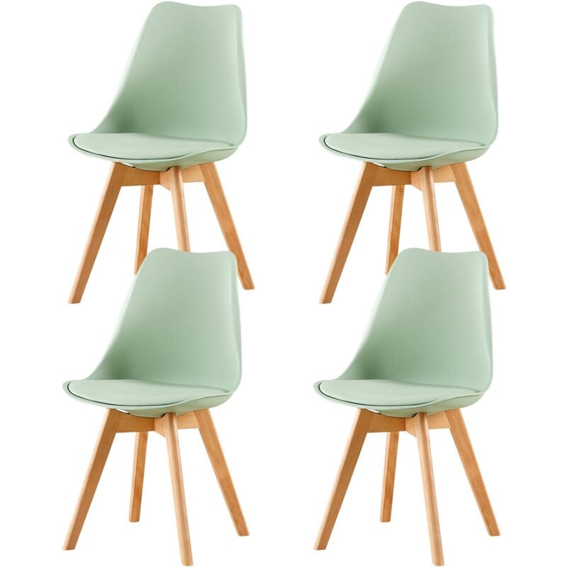 Eggree - Lot de 4 Chaises Design Plastique Scandinave Chaise de Salle à manger - Vert Clair