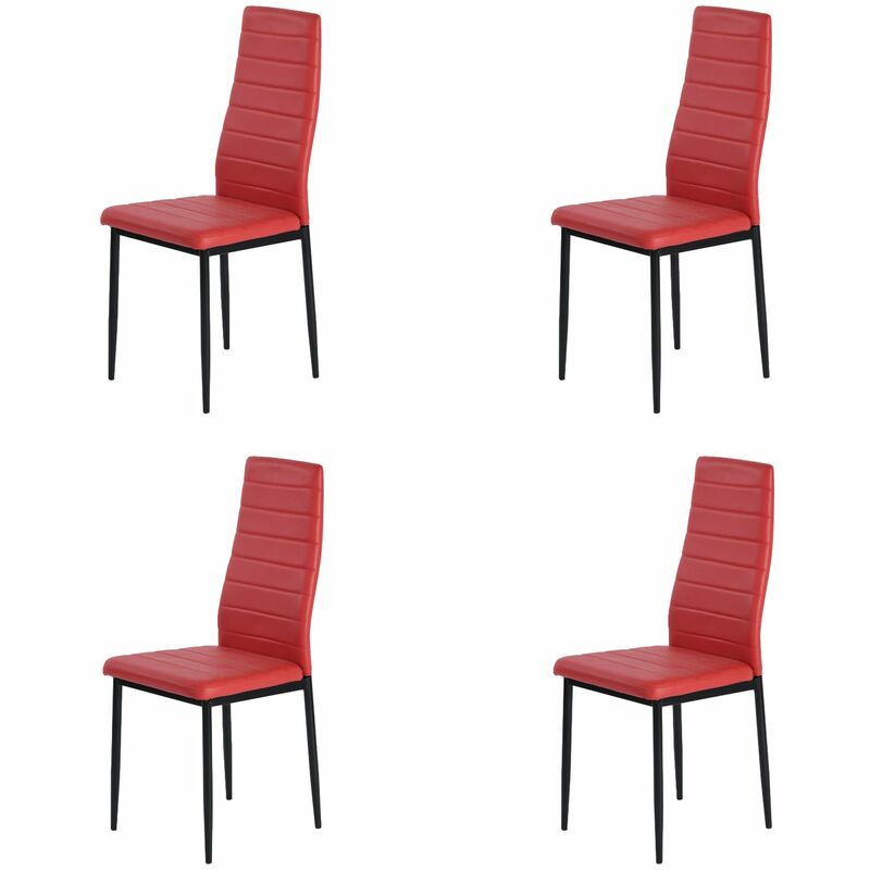 Eggree - Lot de 4 Chaises Design Rouge pvc Scandinave Chaise de Salle à manger
