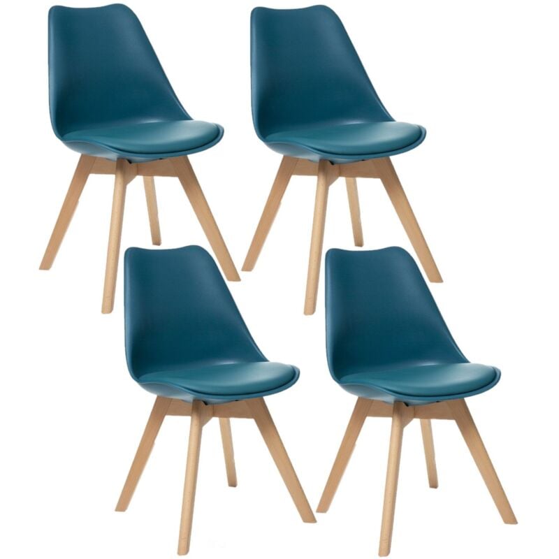 Toilinux - Lot de 4 Chaises design scandinave Baya