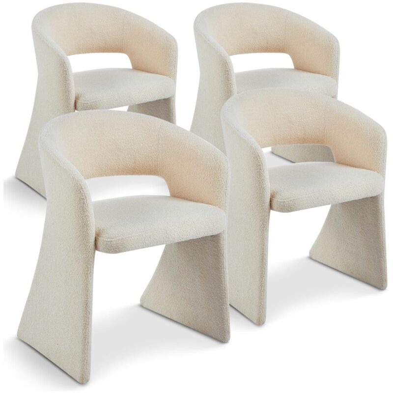 Lot de 4 chaises design Tootsie Tissu bouclette Crème