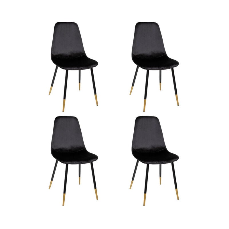 Atmosphera - Lot de 4 Chaises Design Velours 'Tyka' 86cm Noir