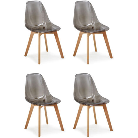 Lot de 4 Chaises Design "Vik" 80cm Transparent Fumé